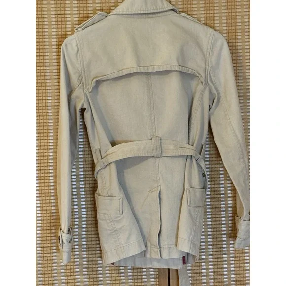 Old Navy Womens S Double Breasted Coat With Belt Rain Beige Streetwear 90's Y2K - Picture 4 of 9